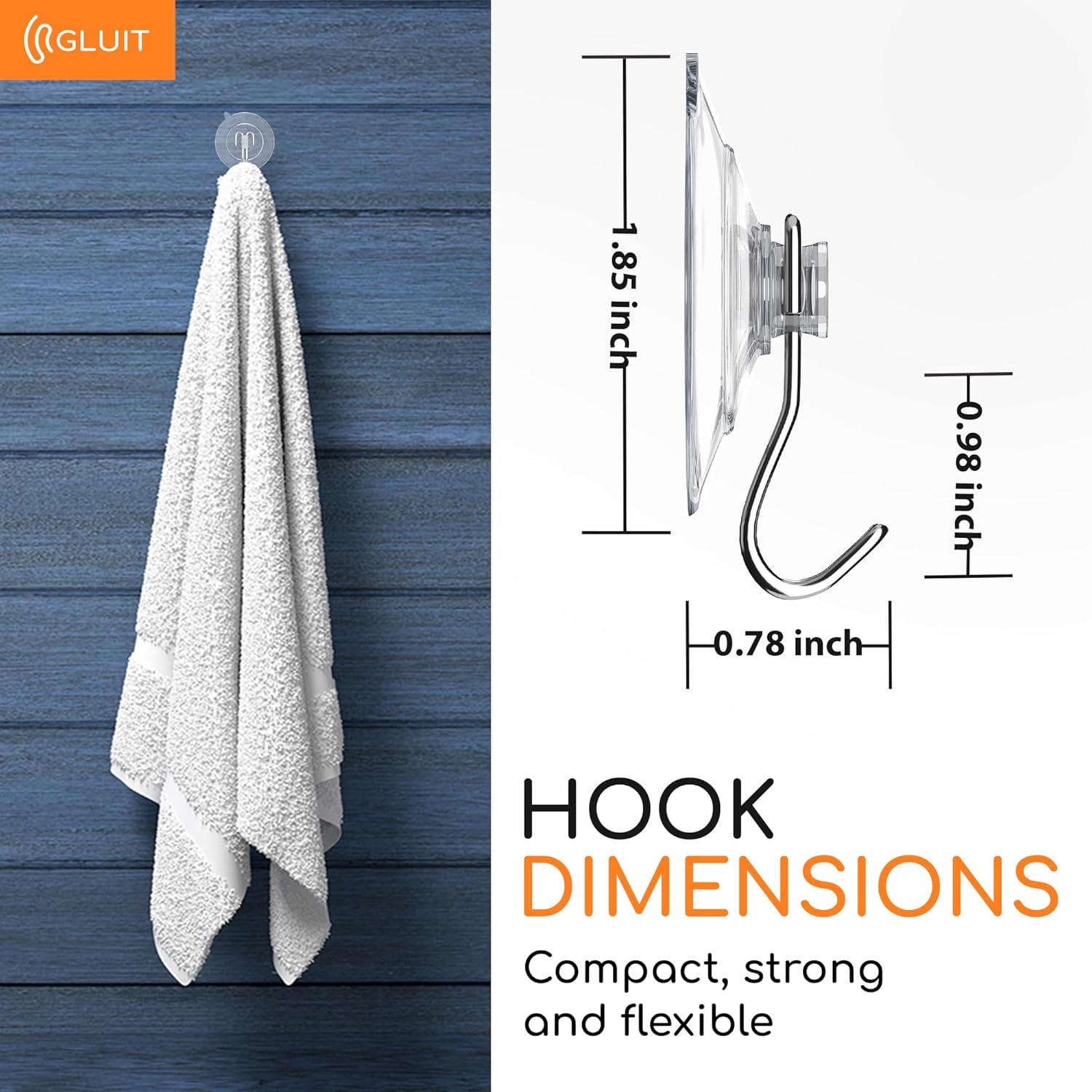 GLUIT Suction Cup Hooks - 14 Pack for Kitchen Bathroom Window Door Shower Wall Use