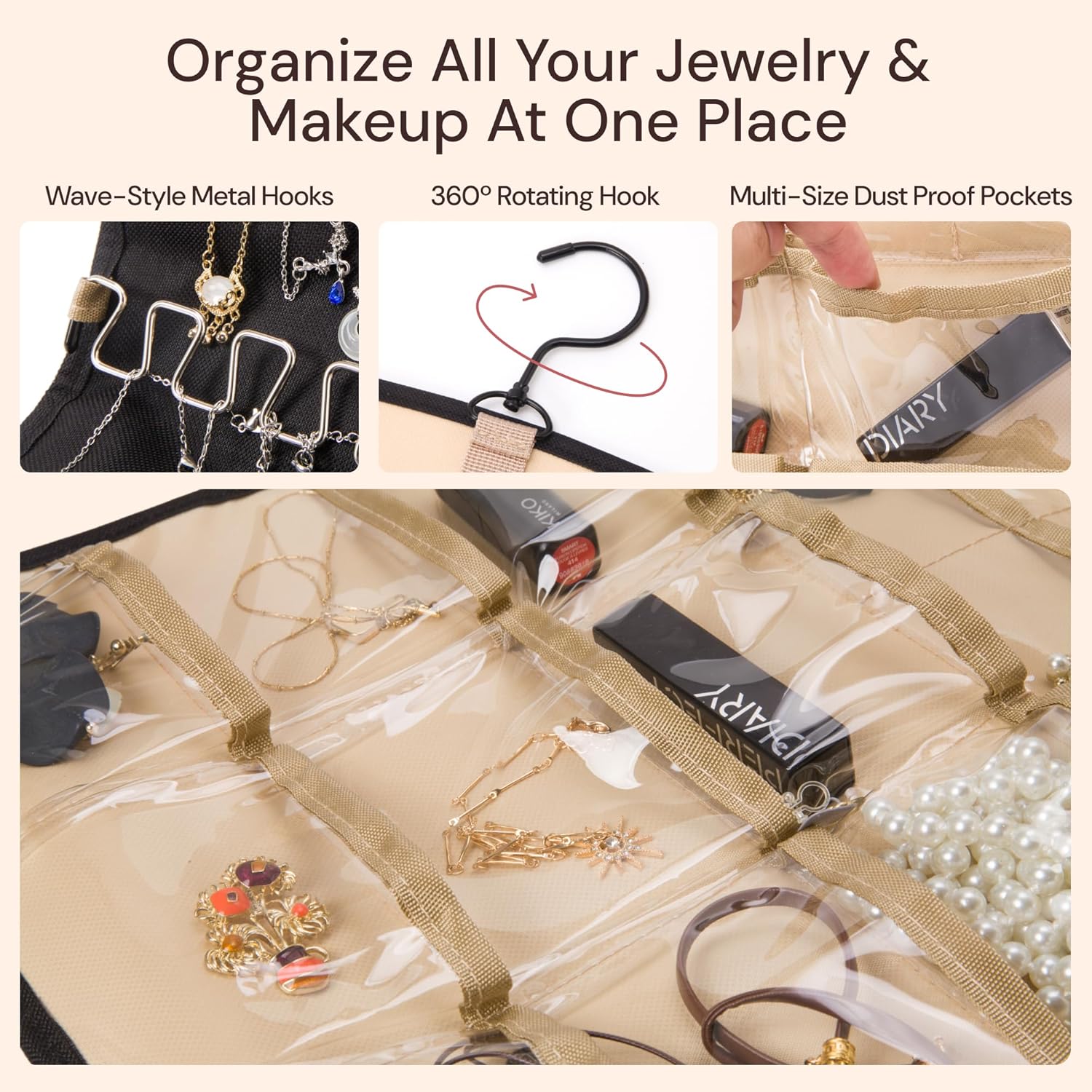 Boxy Concepts Necklace Holder 2 Pack Wall Mount