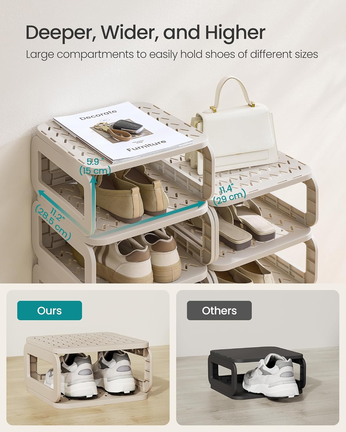 SONGMICS Narrow Shoe Rack with 6 Shelves