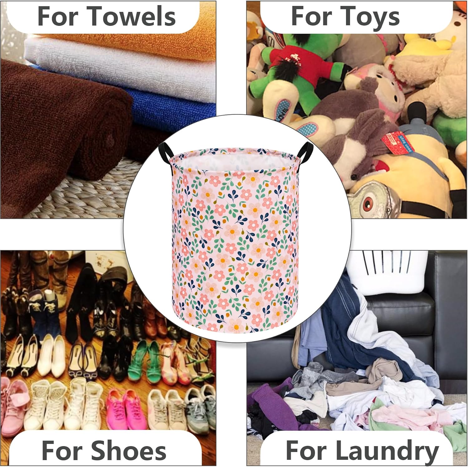 Kids Flower Hamper Storage Bins for Girls Room Decor