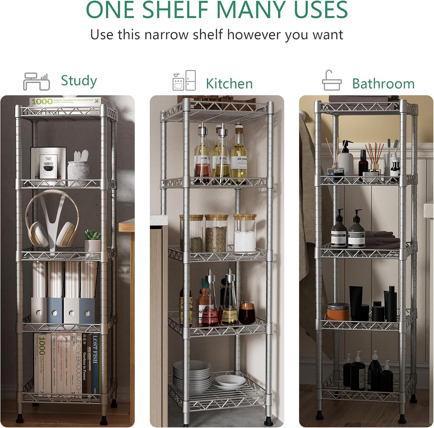 GIOTORENT 5 Tier Standing Metal Shelving Unit
