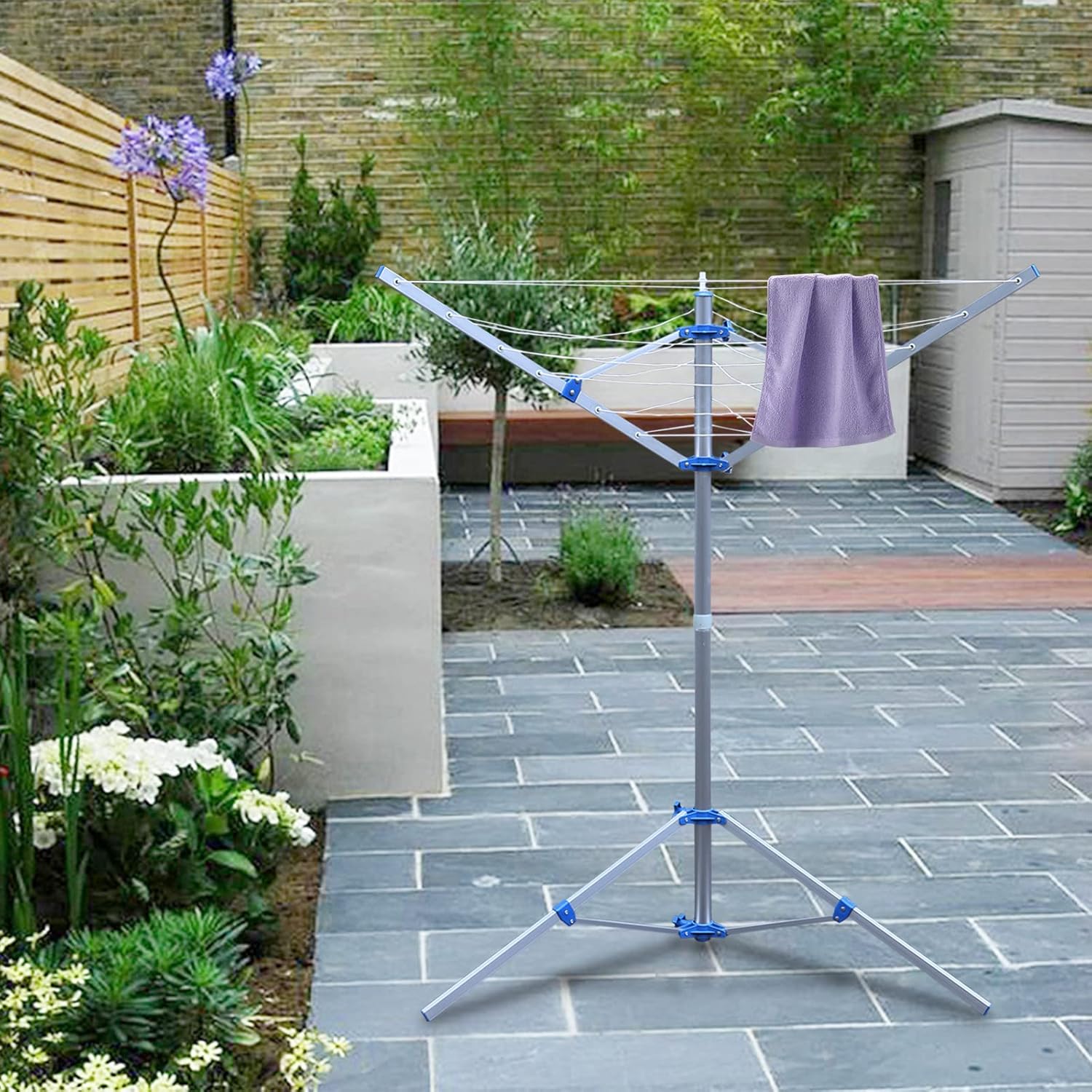 Rotary Clothes Drying Rack 60 Inch 3 Arms Metal
