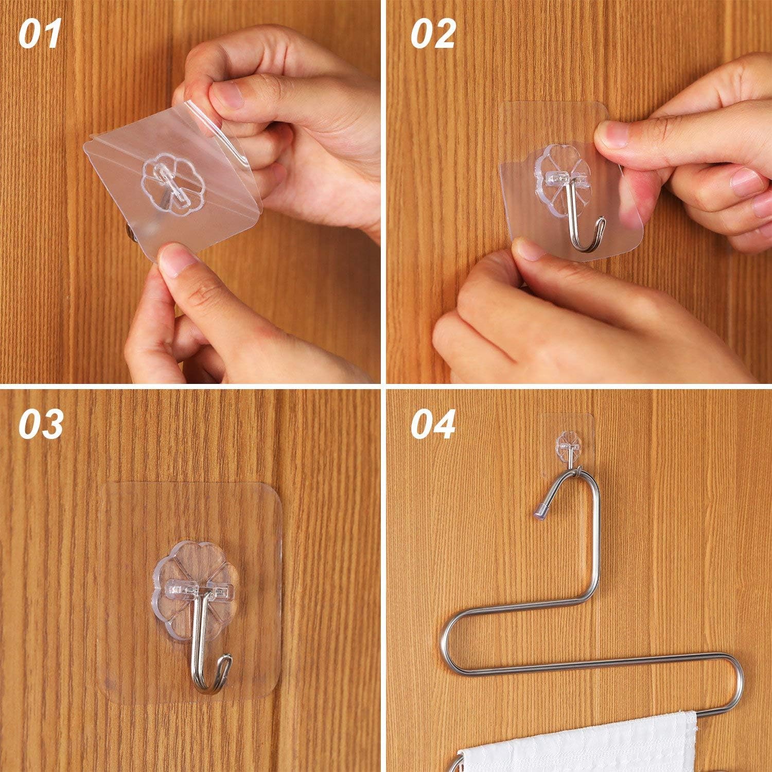 Heavy Duty Adhesive Hooks 14 Pack 33 lb Max Waterproof Oilproof Reusable