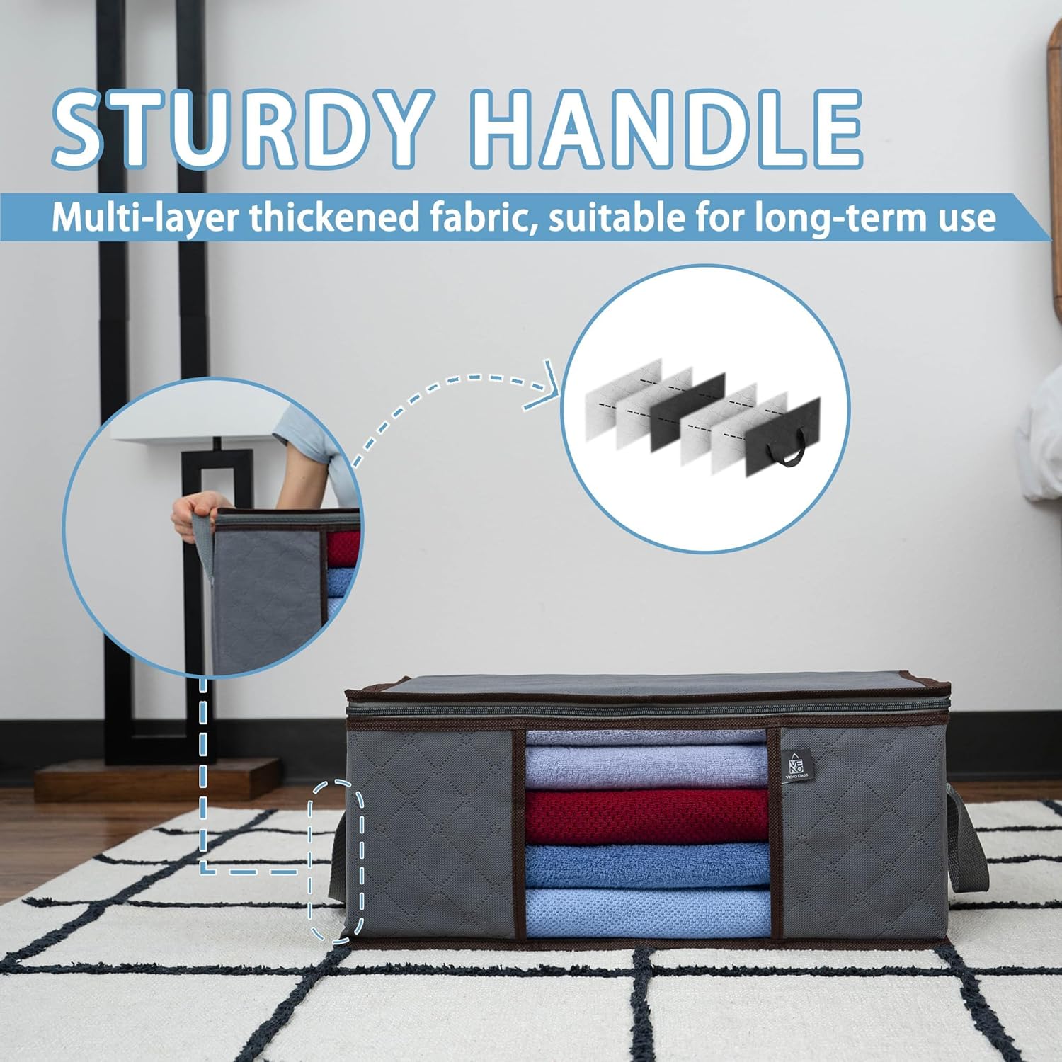 VENO 3 Pack Medium Storage Bags with Clear Window and Reinforced Handles