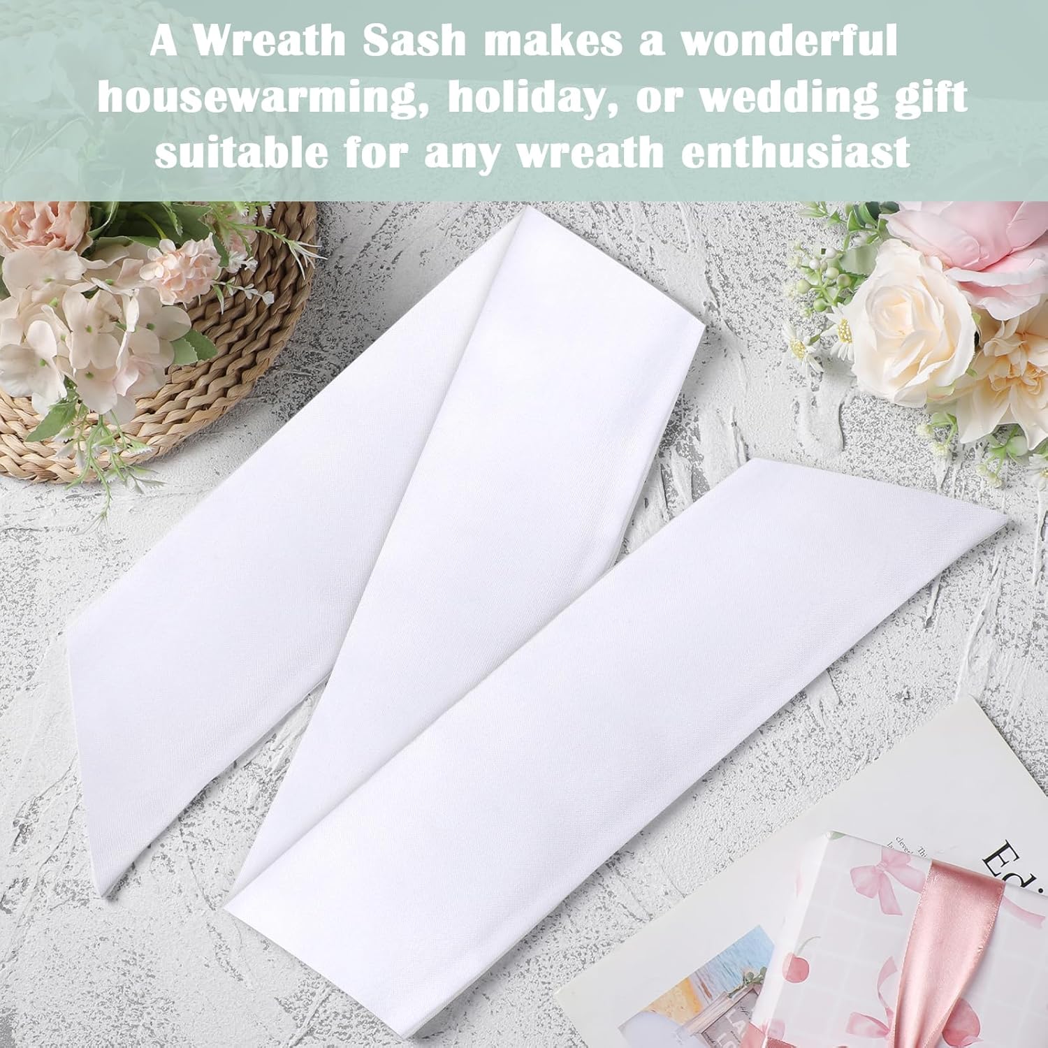 White Wreath Sash for Front Door - 2 Pack