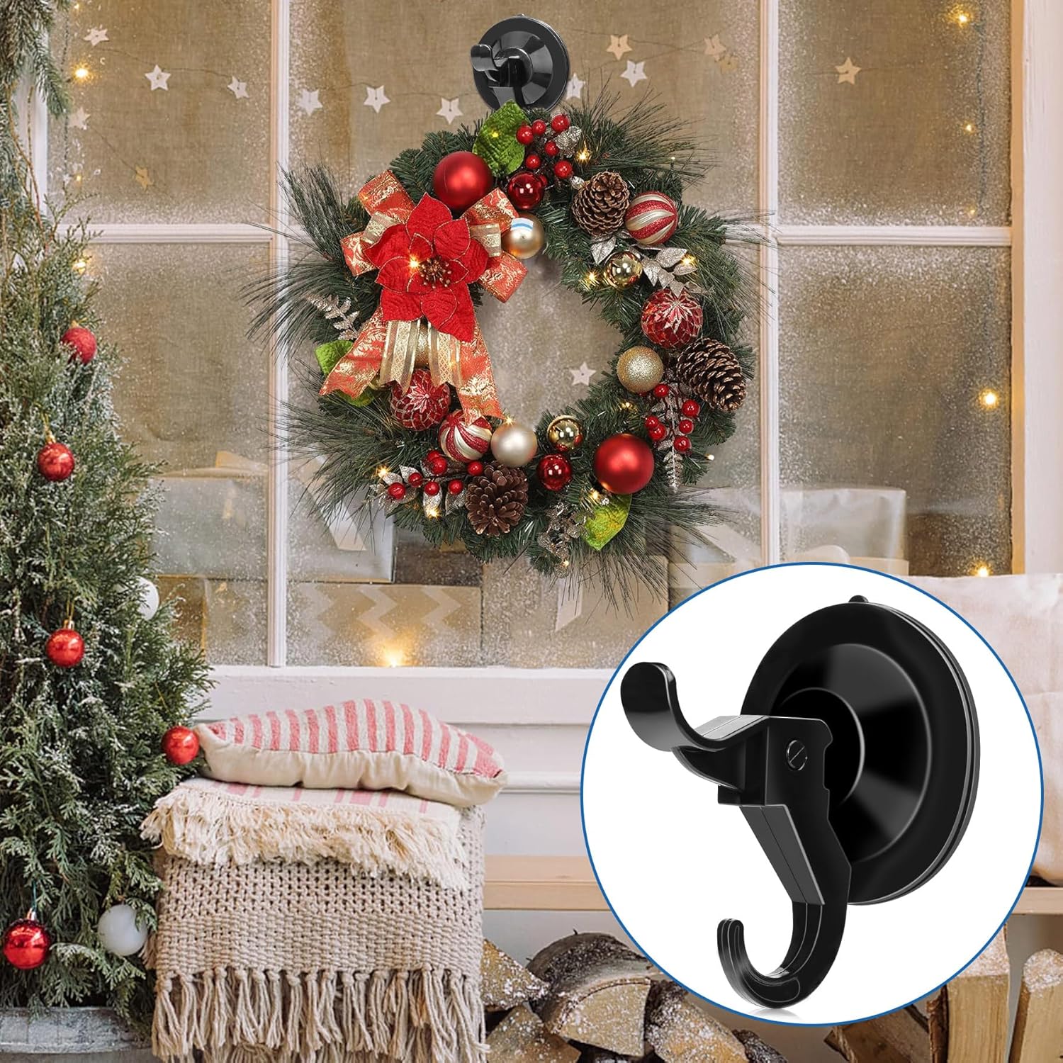 ANDGOO 10 Pack Heavy Duty Suction Cup Hooks Black