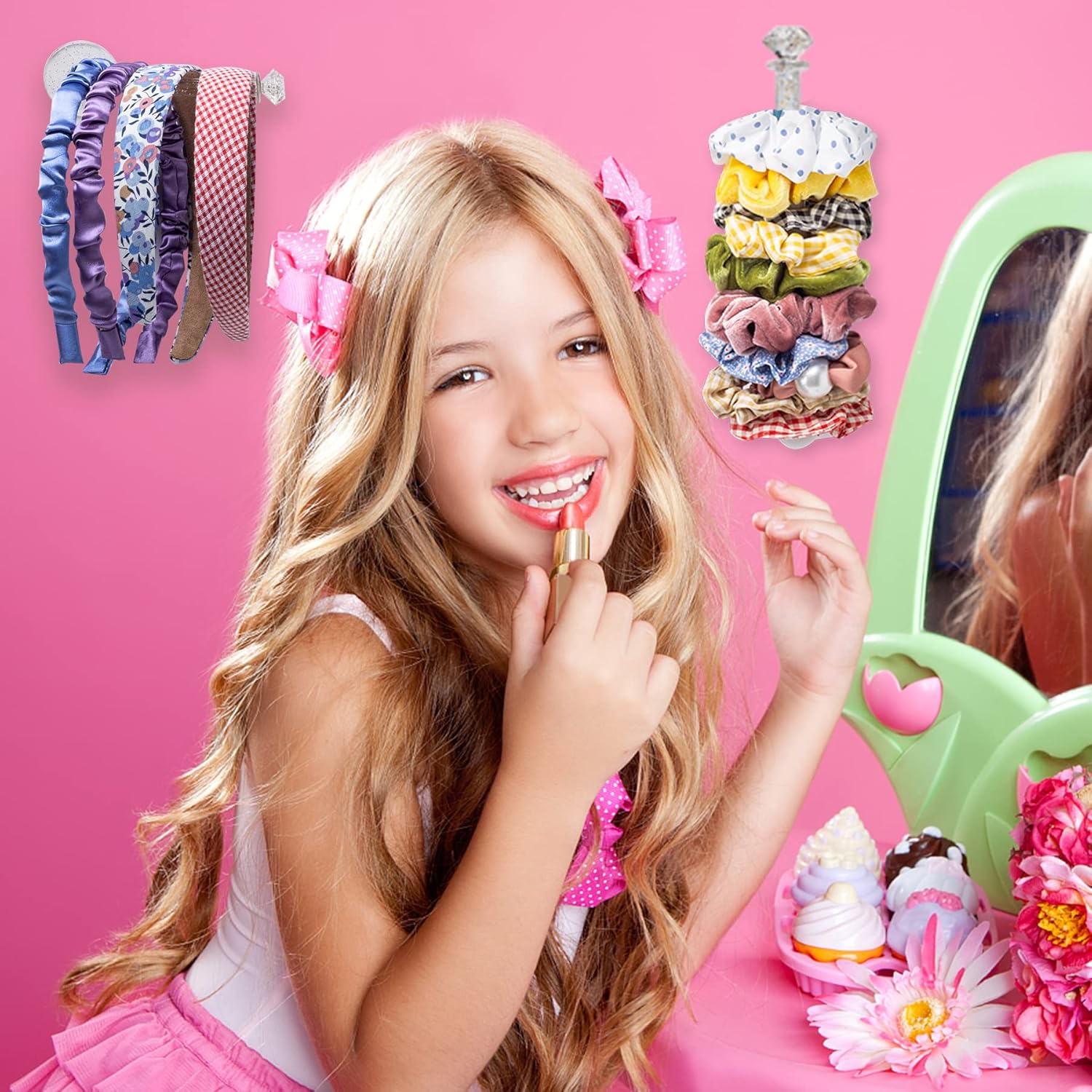 4pcs Clear Glitter Scrunchie Holder Organizer for Hair Accessories