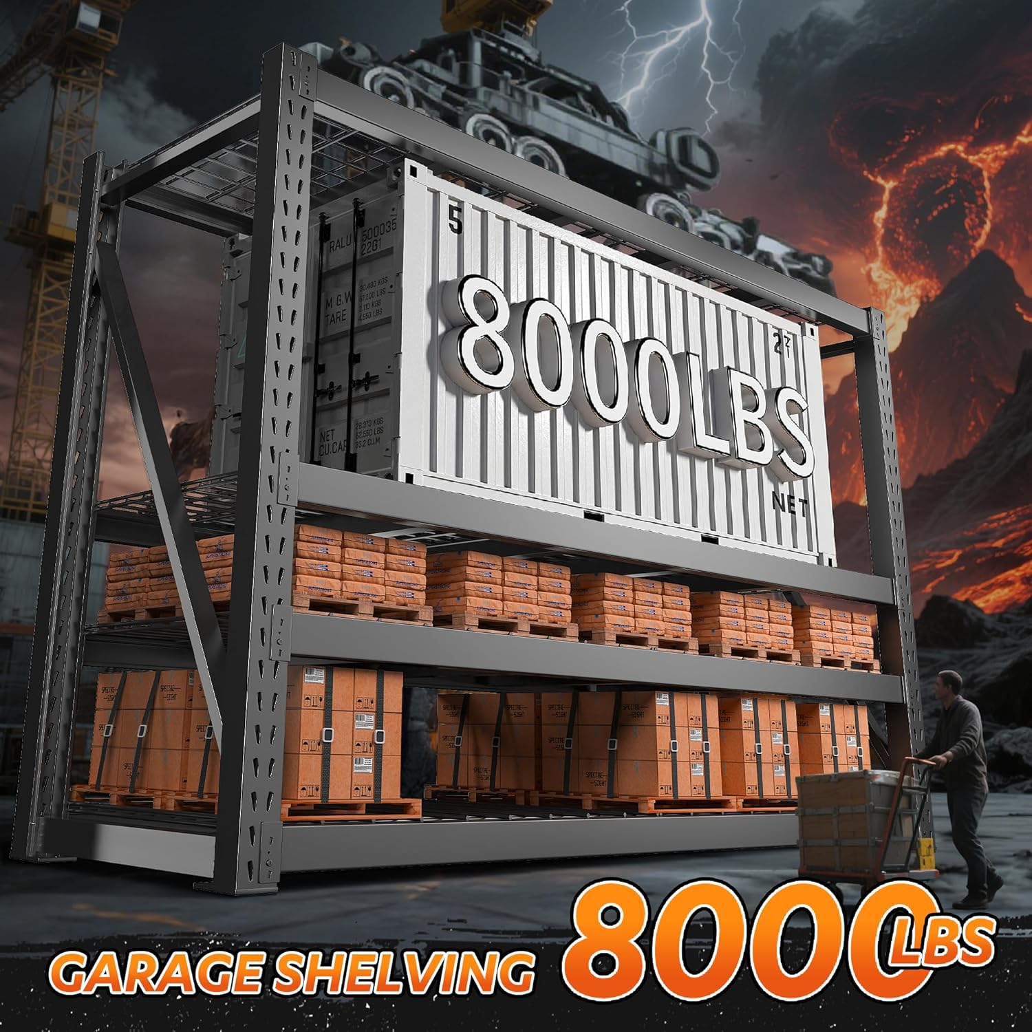 Bepatio 8000LBS Heavy Duty 4 Tier Garage Shelving