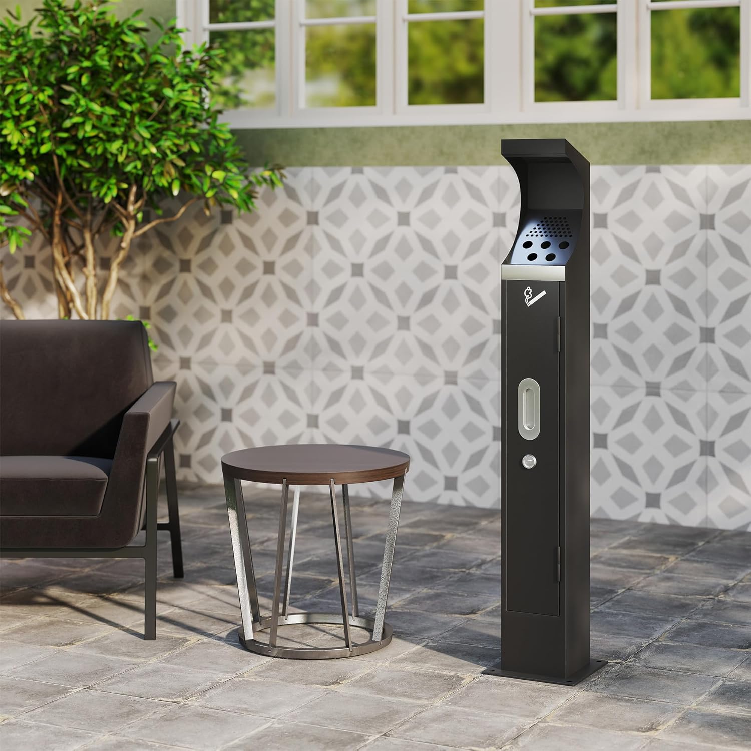 AIWFL Commercial Steel Trash Receptacle Outdoor