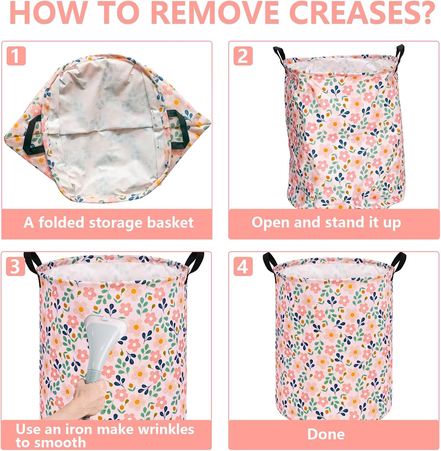 Kids Flower Hamper Storage Bins for Girls Room Decor