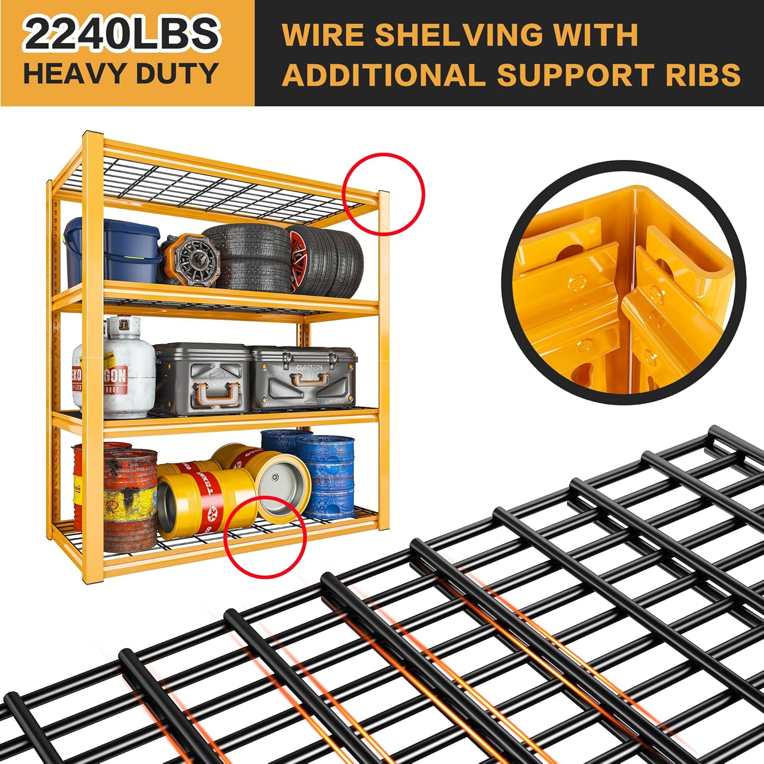 REIBII 4 Tier Heavy Duty Metal Shelving 40 W
