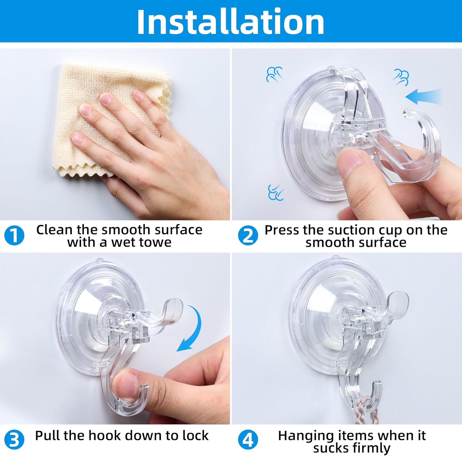 ANDGOO 30 Pack Heavy Duty Shower Suction Hooks