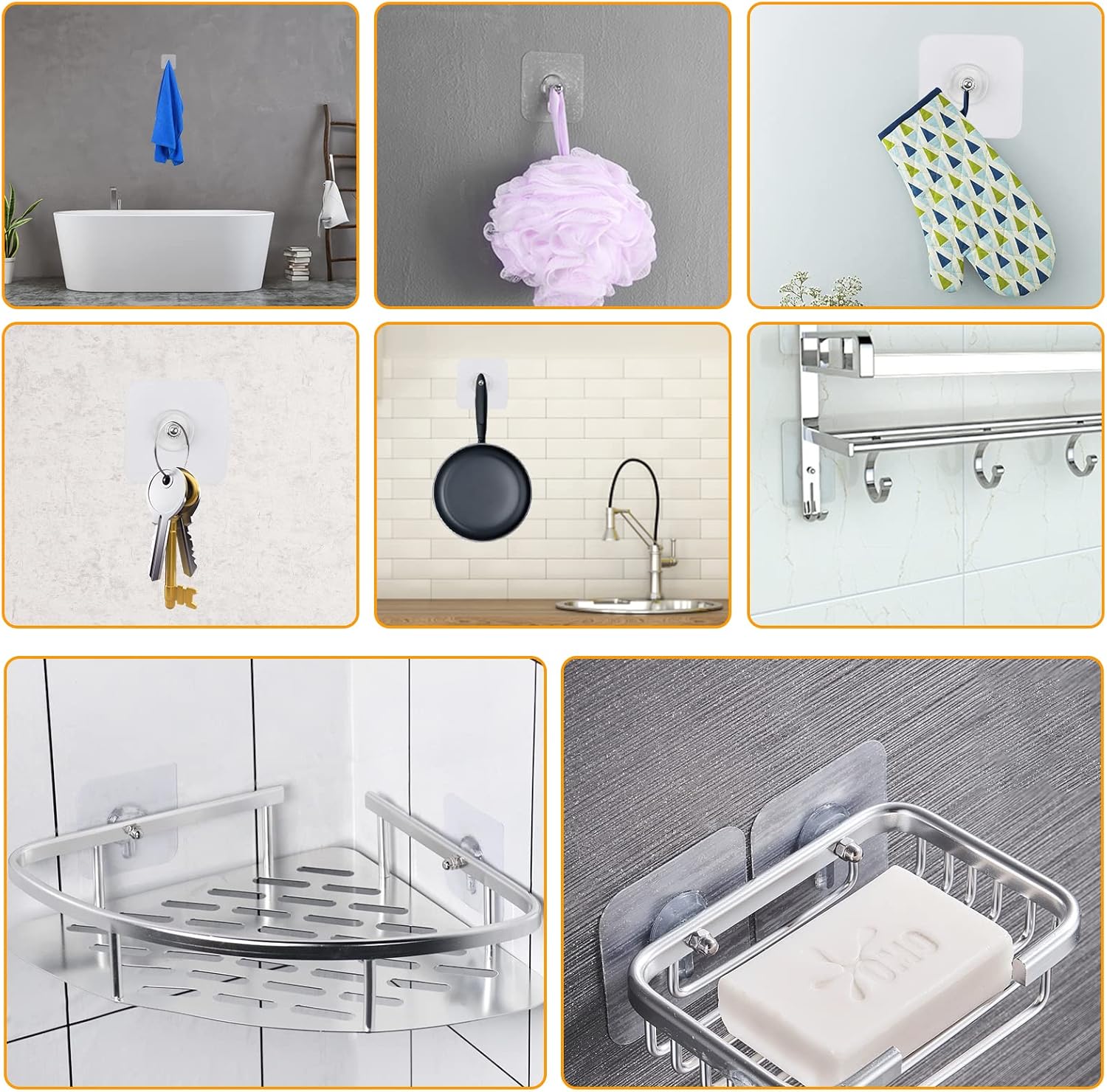 Muuruu Wall Hangers Without Nails 14-Pack Heavy Duty Adhesive Hooks