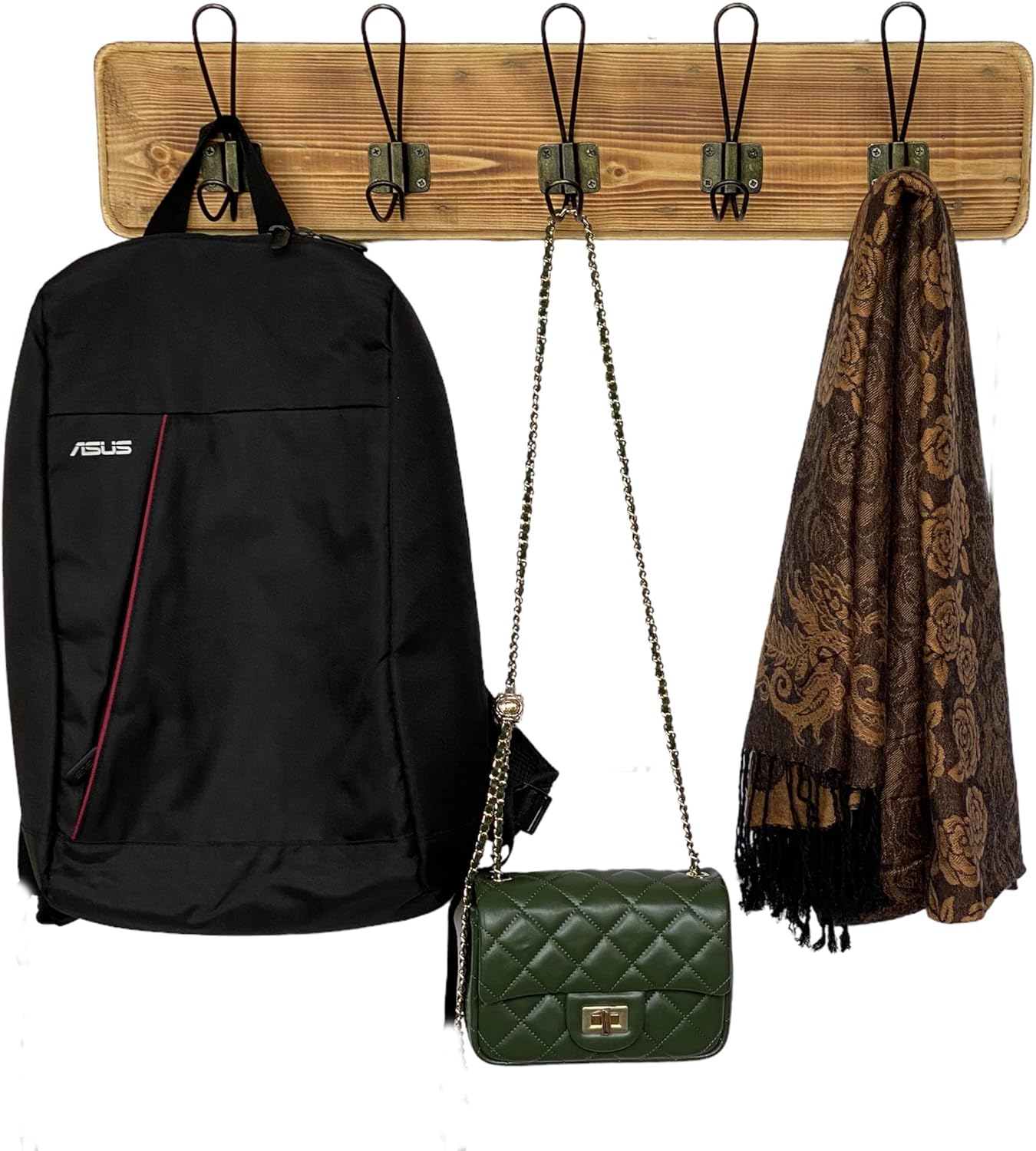 Wrightmart 24 Inch Reclaimed Wood Wall Coat Rack with 5 Hooks