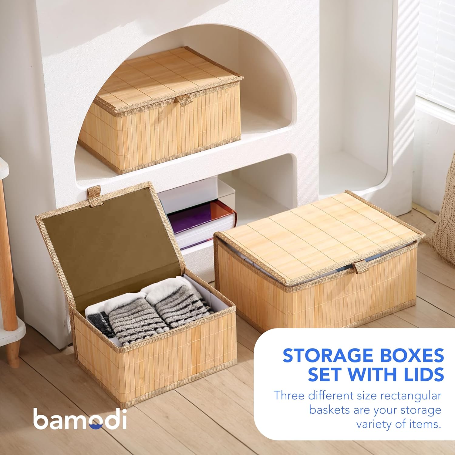 Bamodi Bamboo Storage Boxes Set of 3