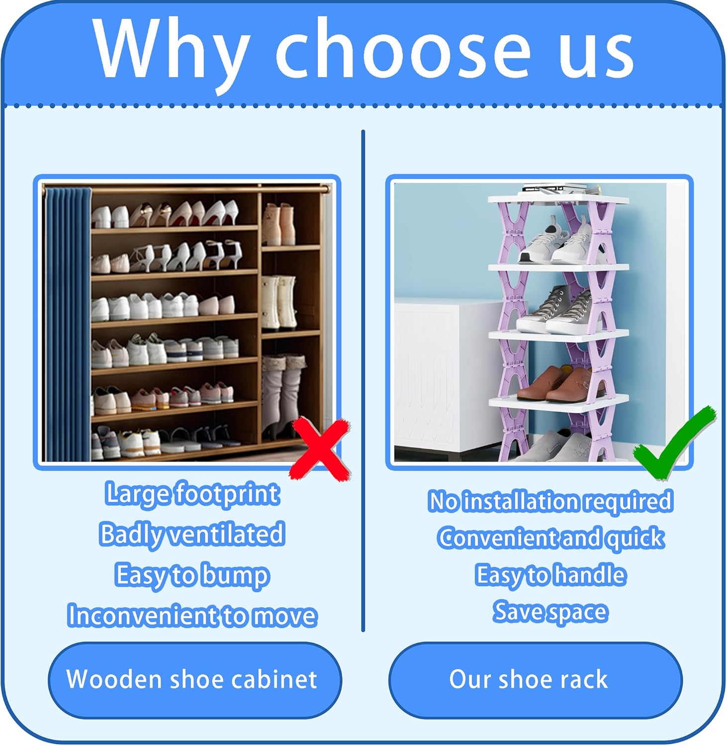Collapsible Shoe Rack Organizer 6 Tiers Space Saving