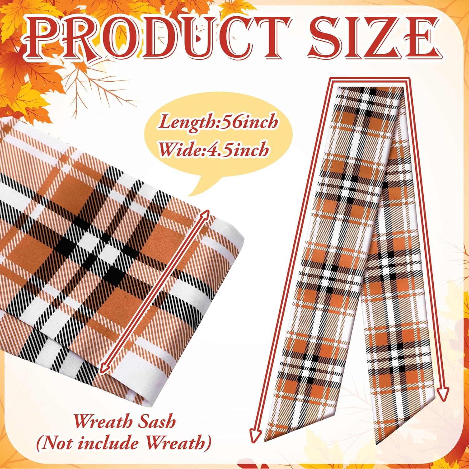 Fall Plaid Wreath Sash for Front Door and Garland