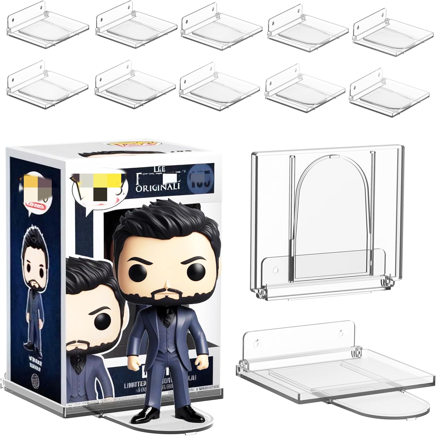 10-Pack Collapsible Acrylic Wall Shelf for Funko Pop Display
