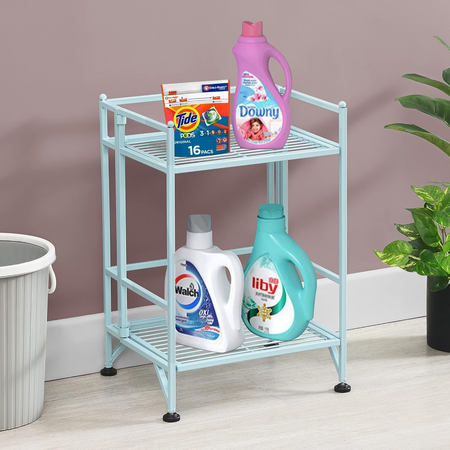 Convenience Concepts Xtra Storage Shelves - 2 Tier Folding Metal Organizer for Home Use