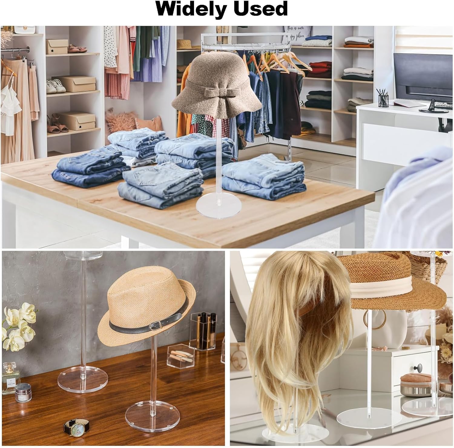 6PCS Acrylic Hat Stand - Clear Display Rack for Hats and Wigs