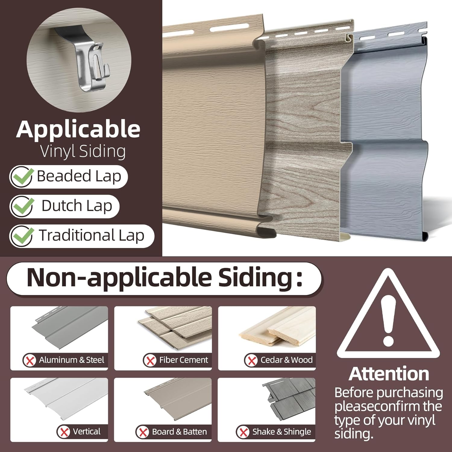 Amuille Vinyl Siding Light Clips 20 Pack Heavy Duty Hooks