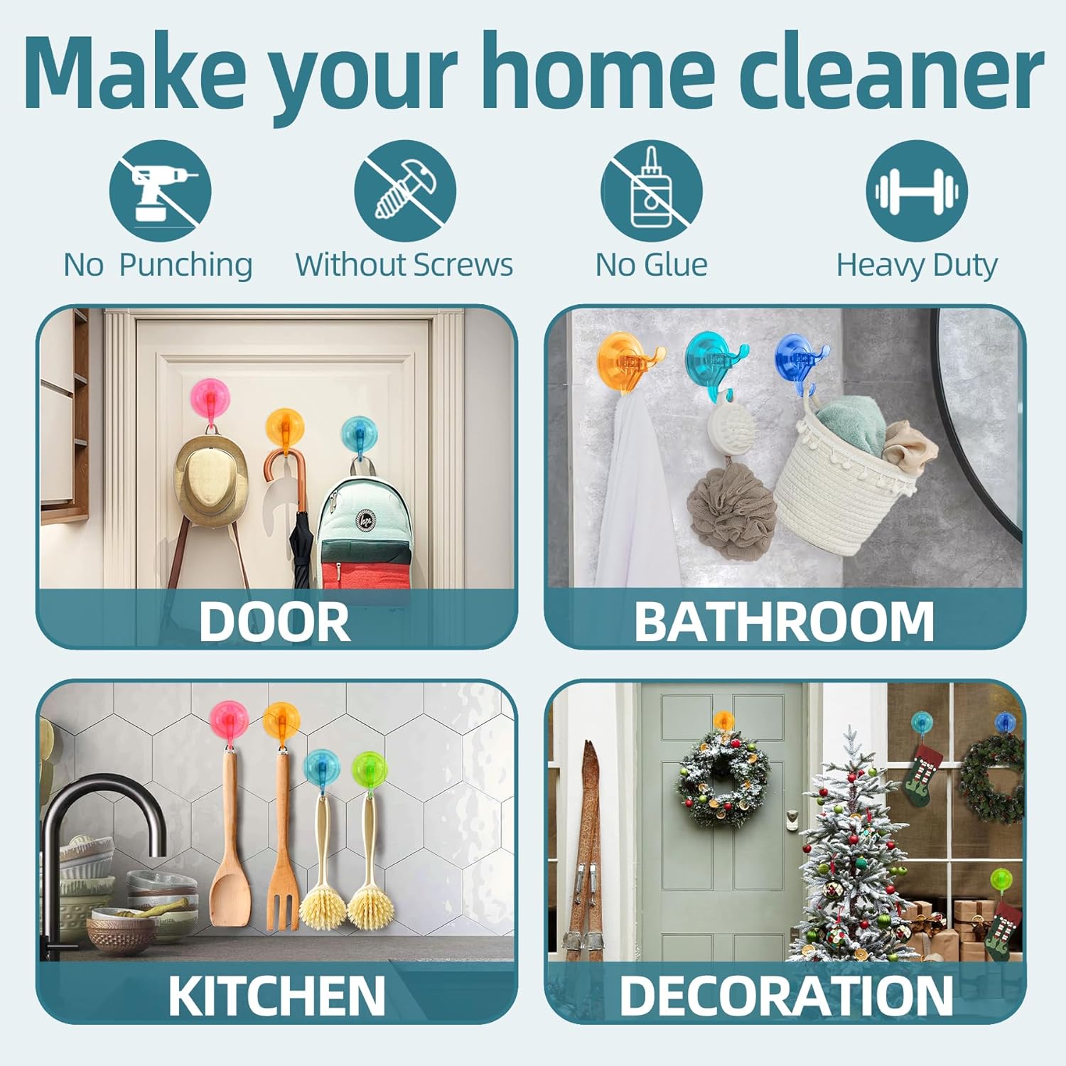 Antimbee Suction Cup Hooks 10 Pack Multi-Color Reusable