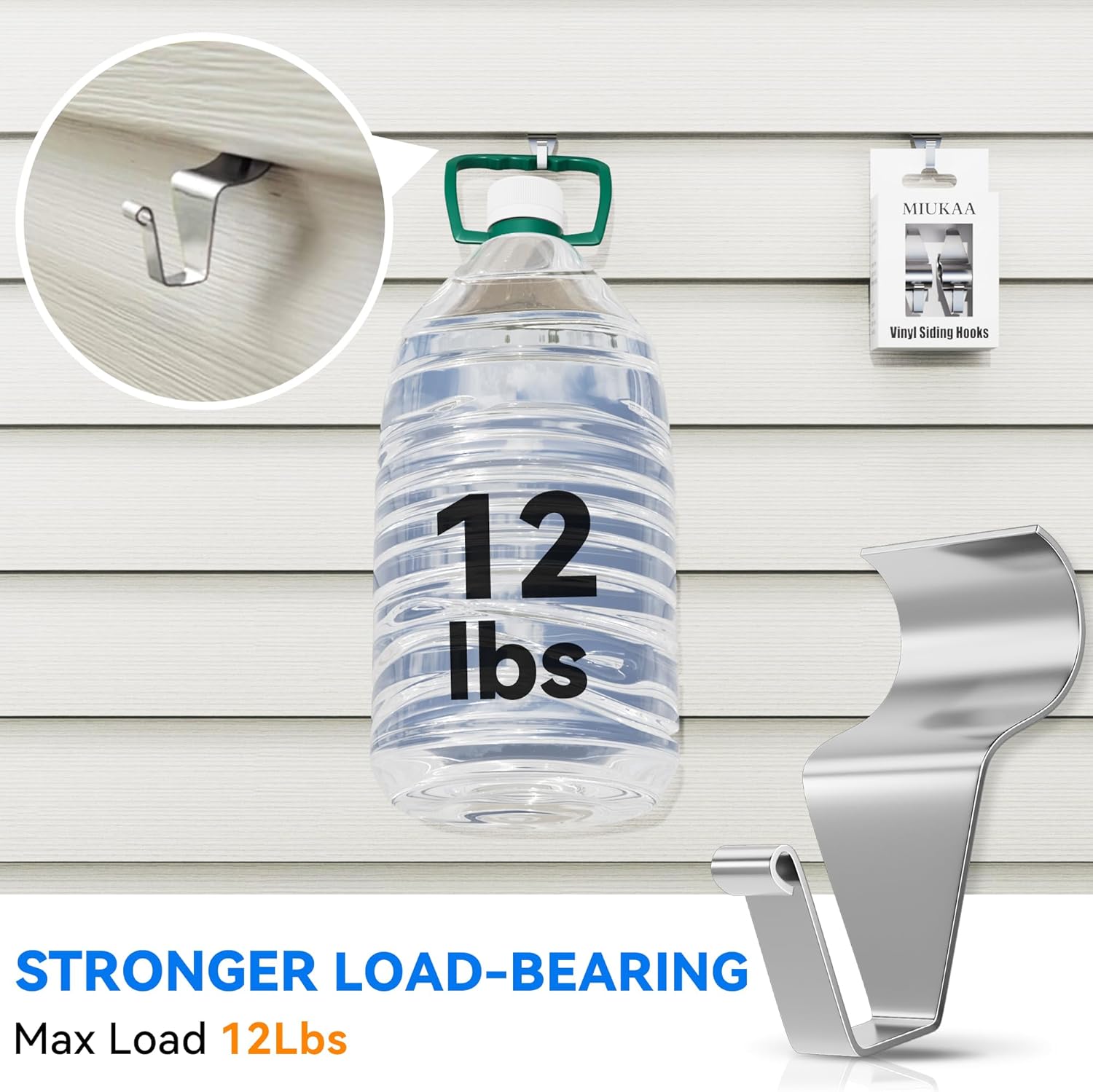 MIUKAA Vinyl Siding Hangers Hooks 8 Pack Sturdy No Hole Hooks for Hanging Outdoor Decorations