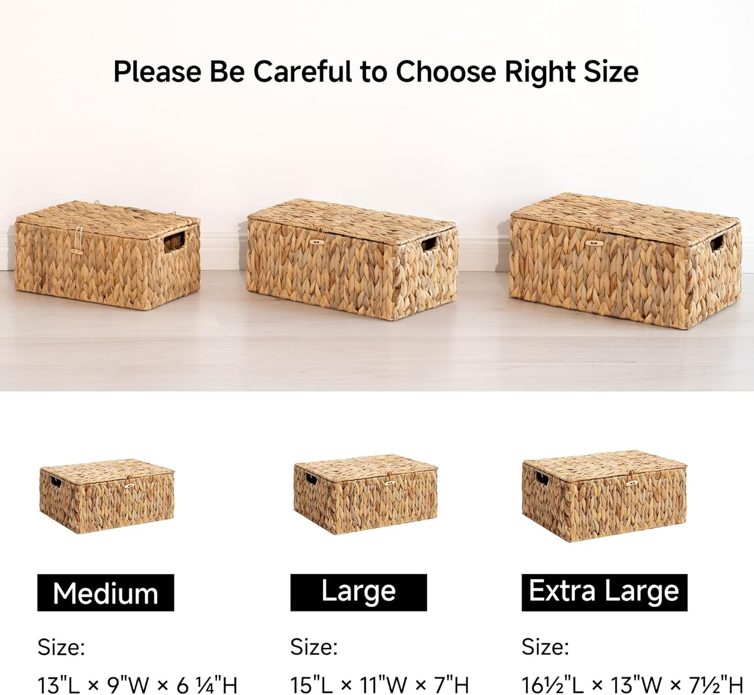 StorageWorks Extra Large Wicker Baskets with Lid for Organizing