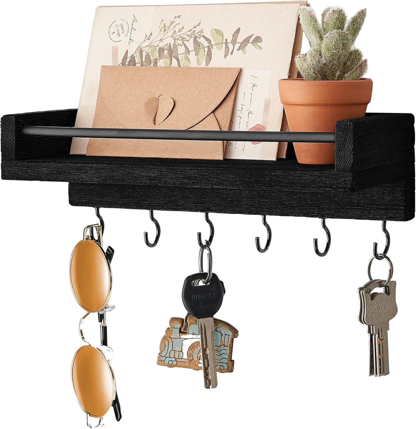 Mkono Key Holder Wall Mounted 95 Inch Rustic Shelf