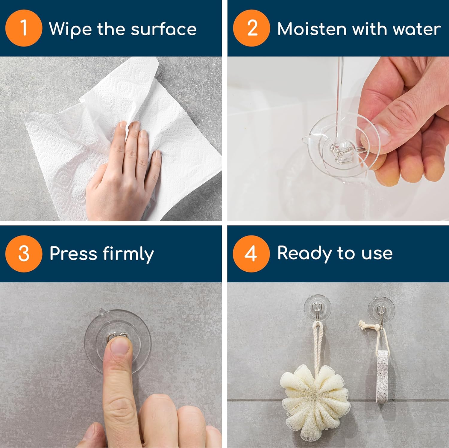 GLUIT Suction Cup Hooks - 14 Pack for Kitchen Bathroom Window Door Shower Wall Use