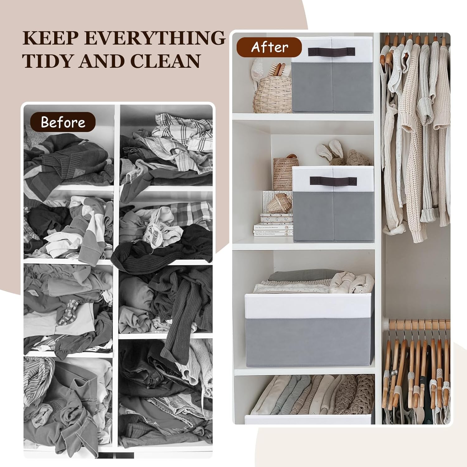 Criusia 4 Pack Storage Baskets for Shelves and Closets