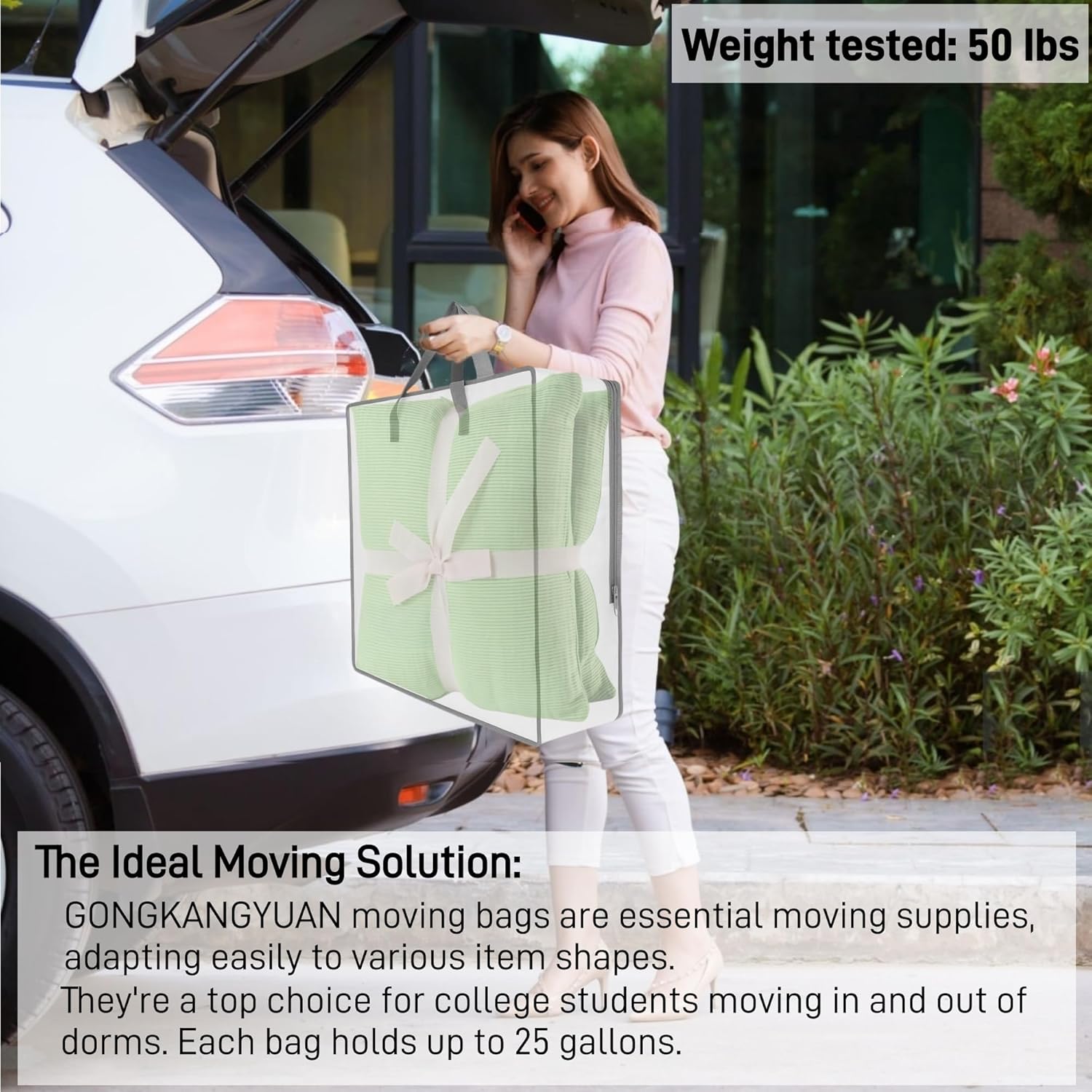 5 Pack Clear Storage Bags with Handles and Zippers for Moving and Organizing