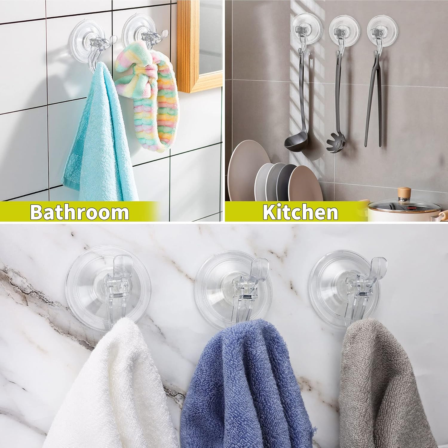 Antimbee 3 Pack Suction Cup Hooks for Home Organization