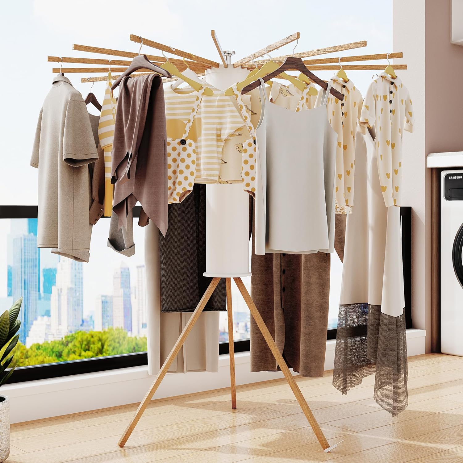 LIENAHU Clothes Drying Rack Tripod Foldable
