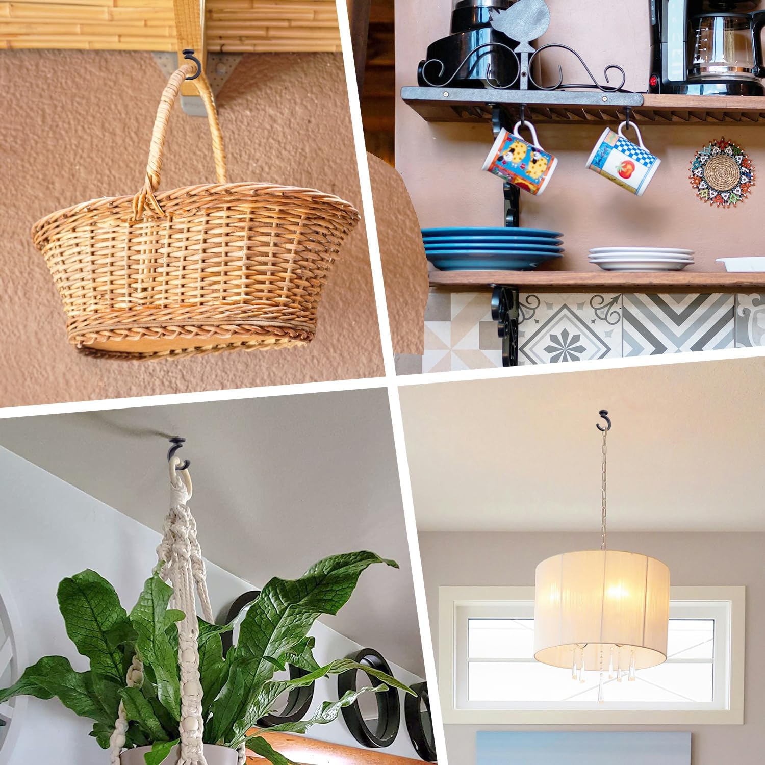 Yuntop 2PCS Ceiling Hooks for Hanging Plants and Decorations
