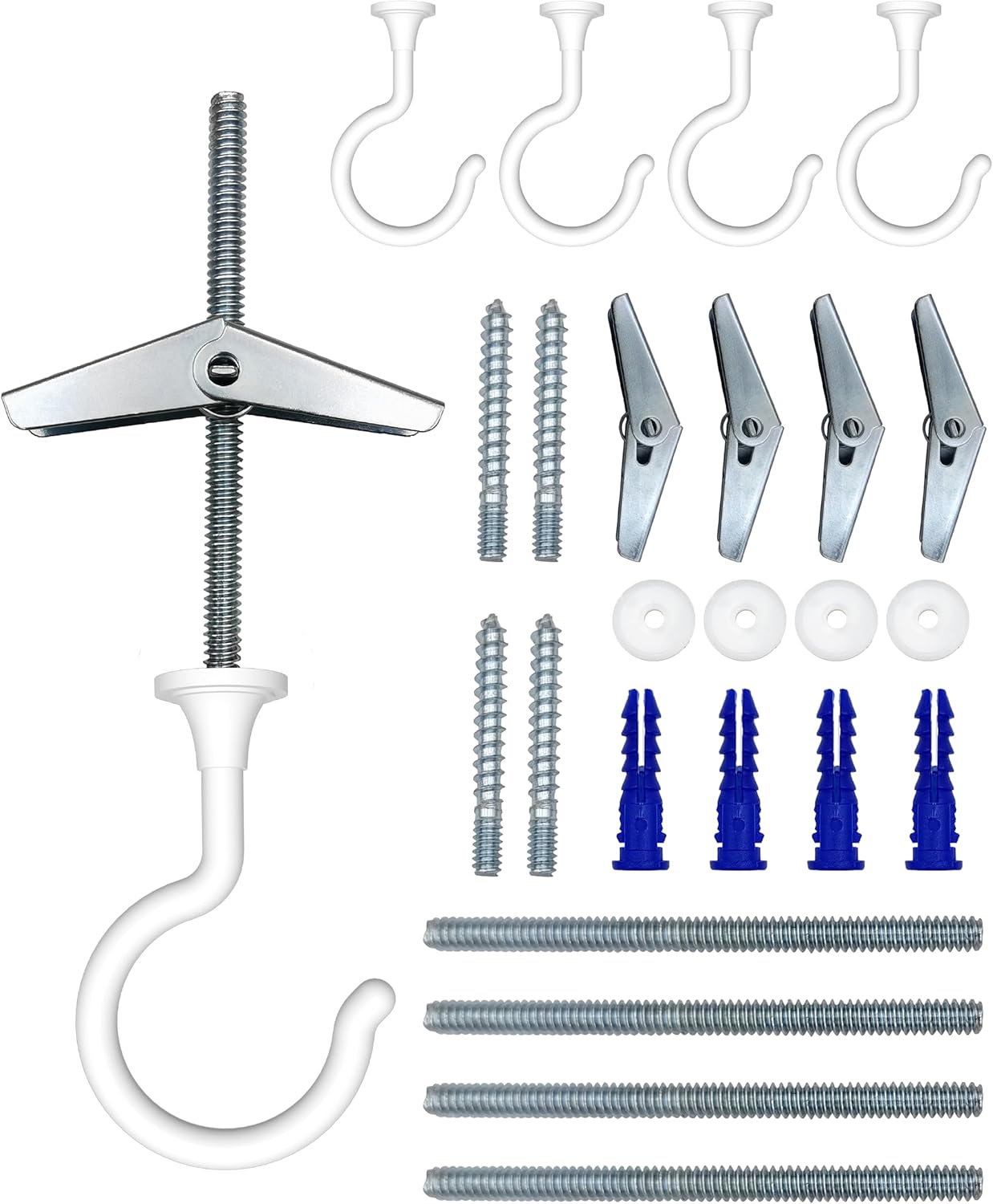 NACETURE Large Swag Hooks 4 Pack - Heavy Duty White Ceiling Hangers