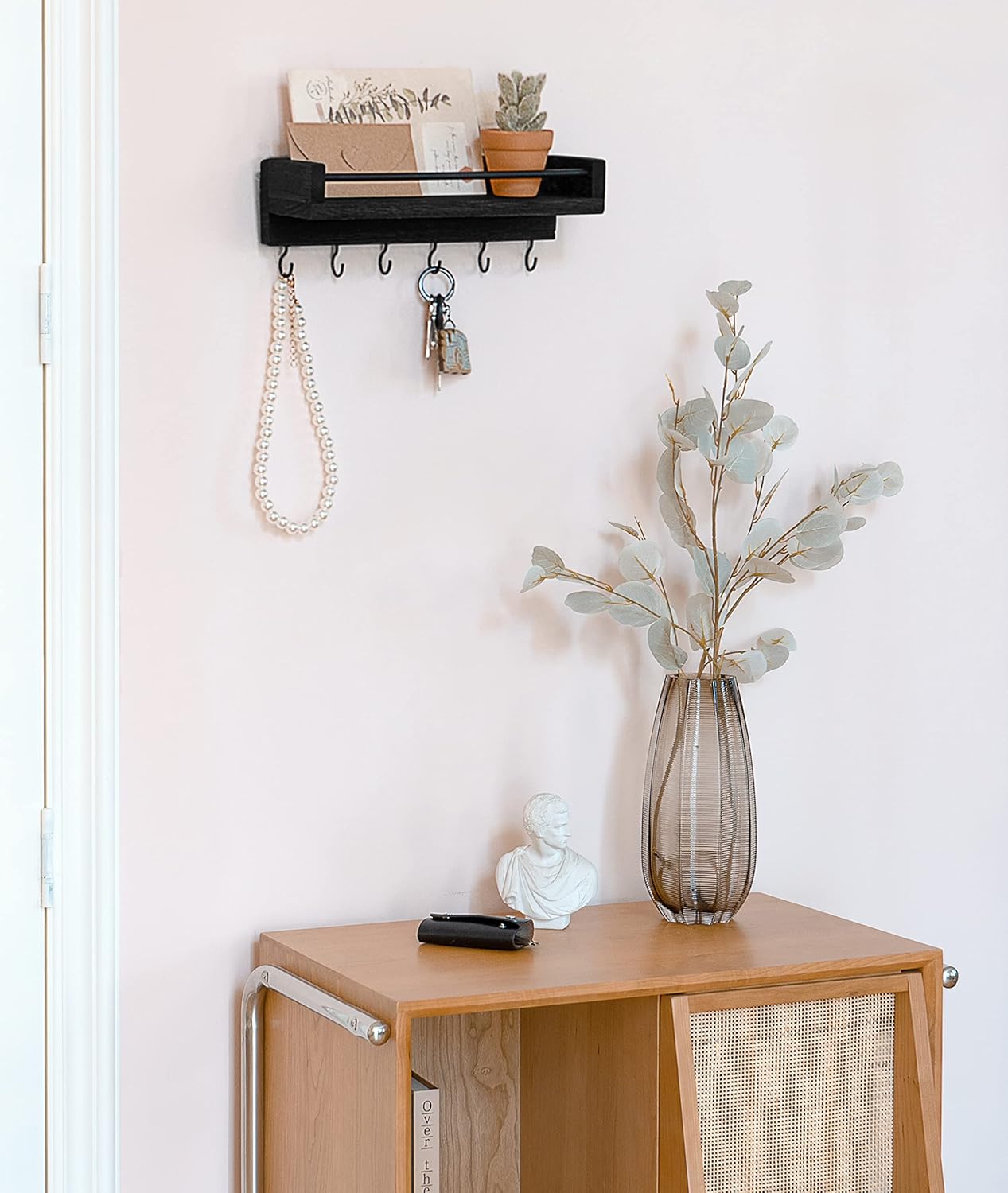 Mkono Key Holder Wall Mounted 95 Inch Rustic Shelf