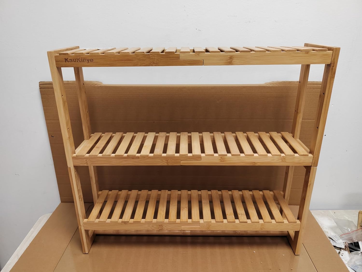 Kaukinye Bamboo 3-Tier Bathroom Shelf with Bar
