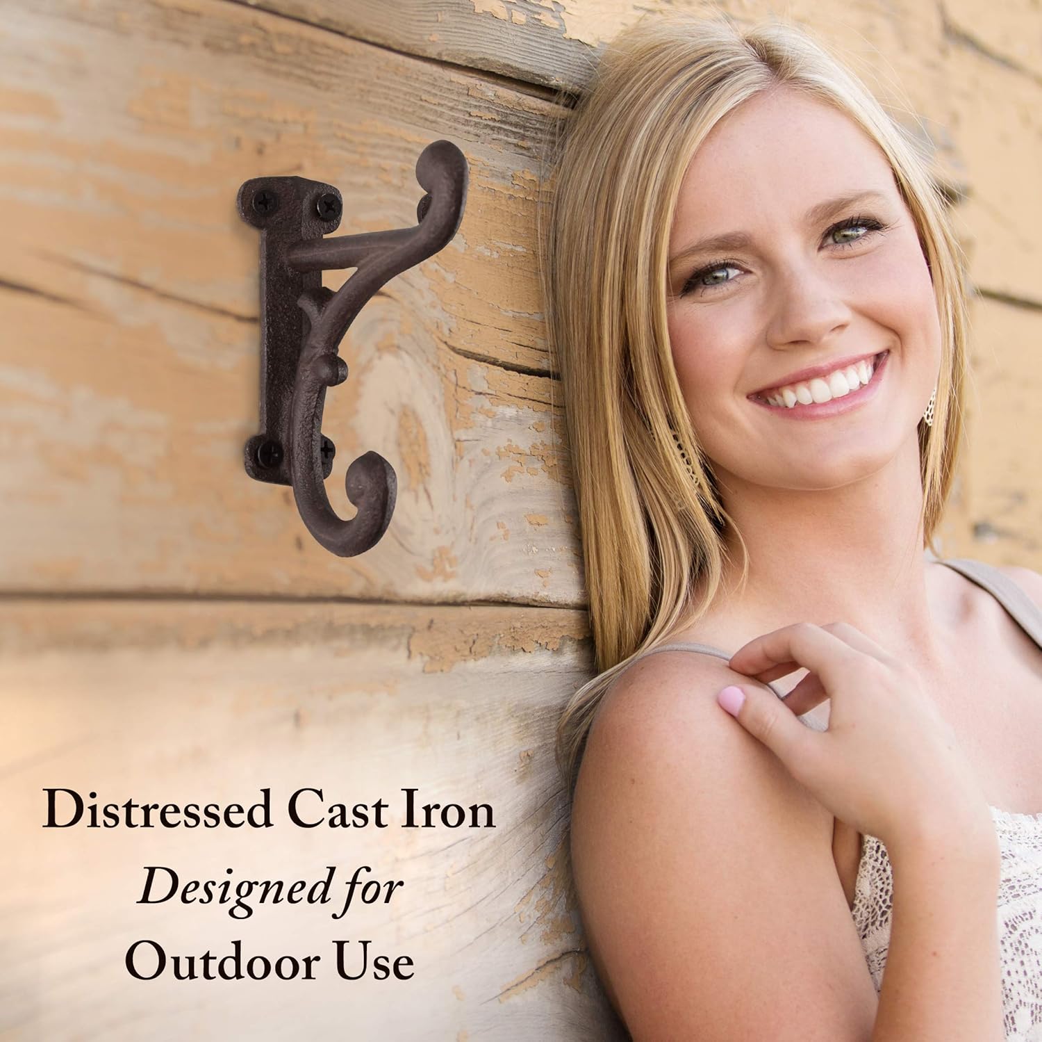 Rustic Cast Iron Coat Hooks 3 Pack Dark Brown
