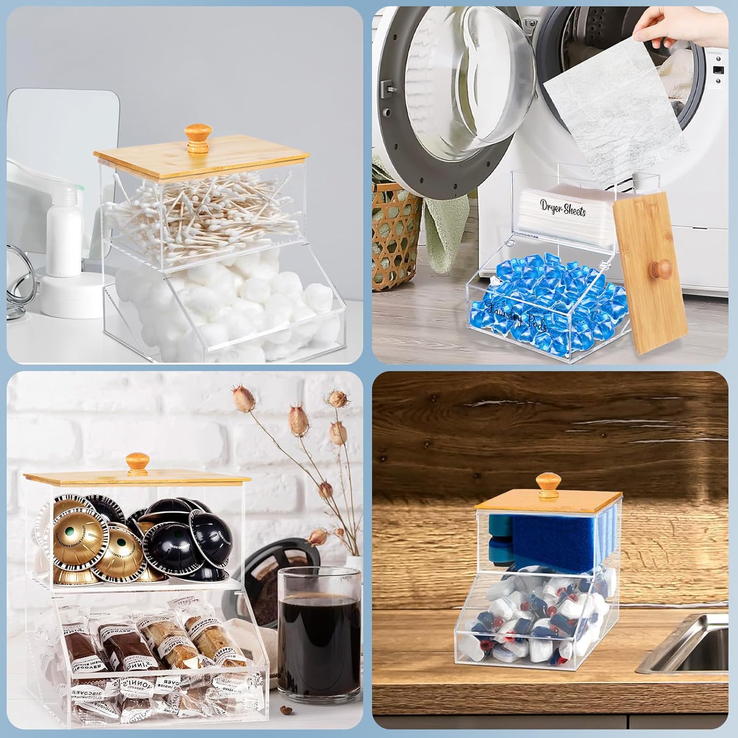 2 In 1 Laundry Pods Container Dryer Sheet Holder