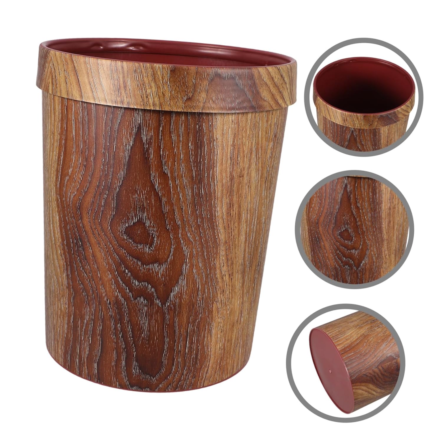 DOITOOL Decorative Trash Can with Wood Grain Design
