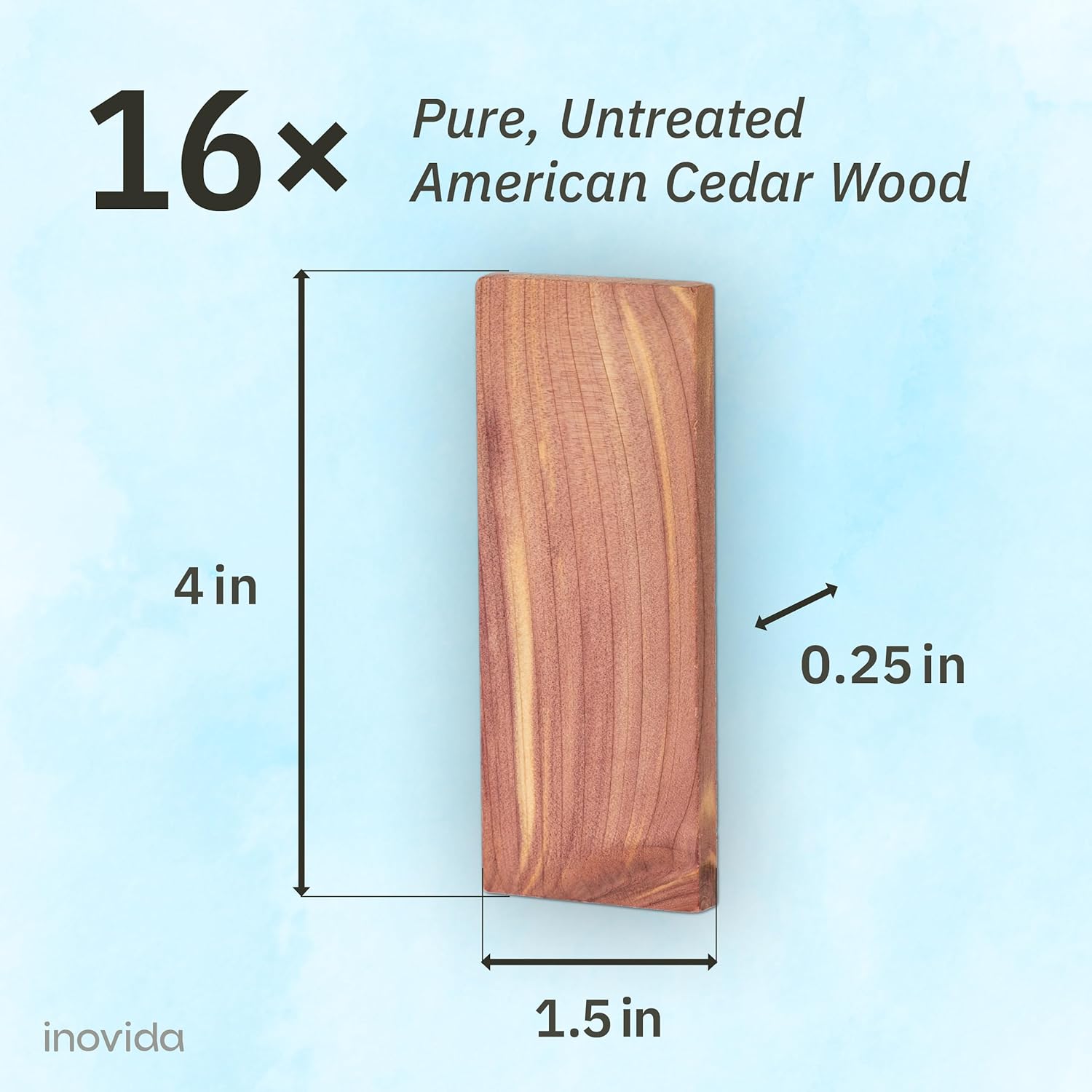 16 American Cedar Wood Blocks for Moth Protection and Fresh Scent