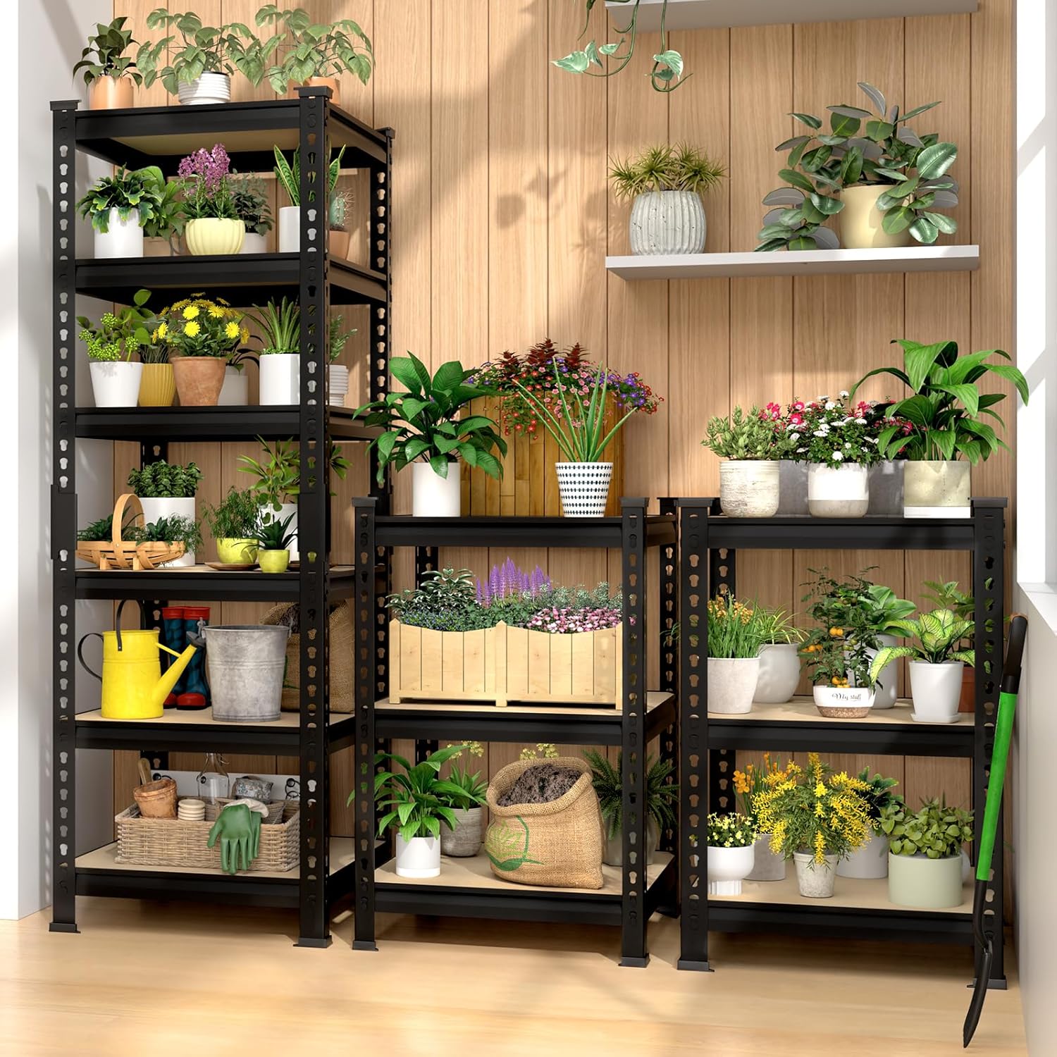 PrimeZone 6 Tier Garage Storage Shelves - Black
