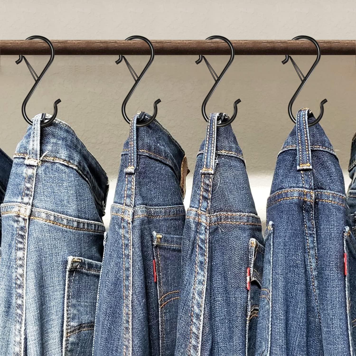 8 Pack S Hooks with Safety Buckle for Hanging Plants Clothes and Kitchen Items