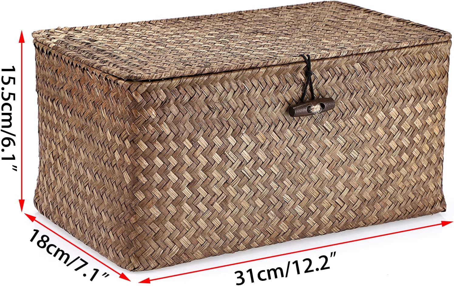 Hipiwe Wicker Shelf Basket with Lid Storage Bin