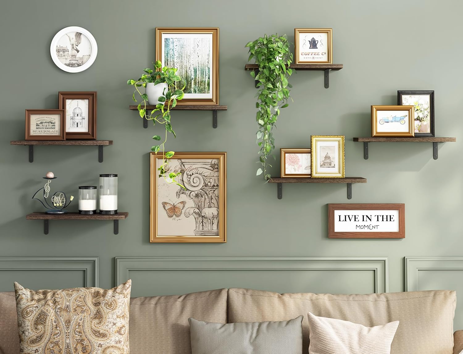 Fixwal Wood Floating Shelves - Set of 6 for Bedroom and Bathroom