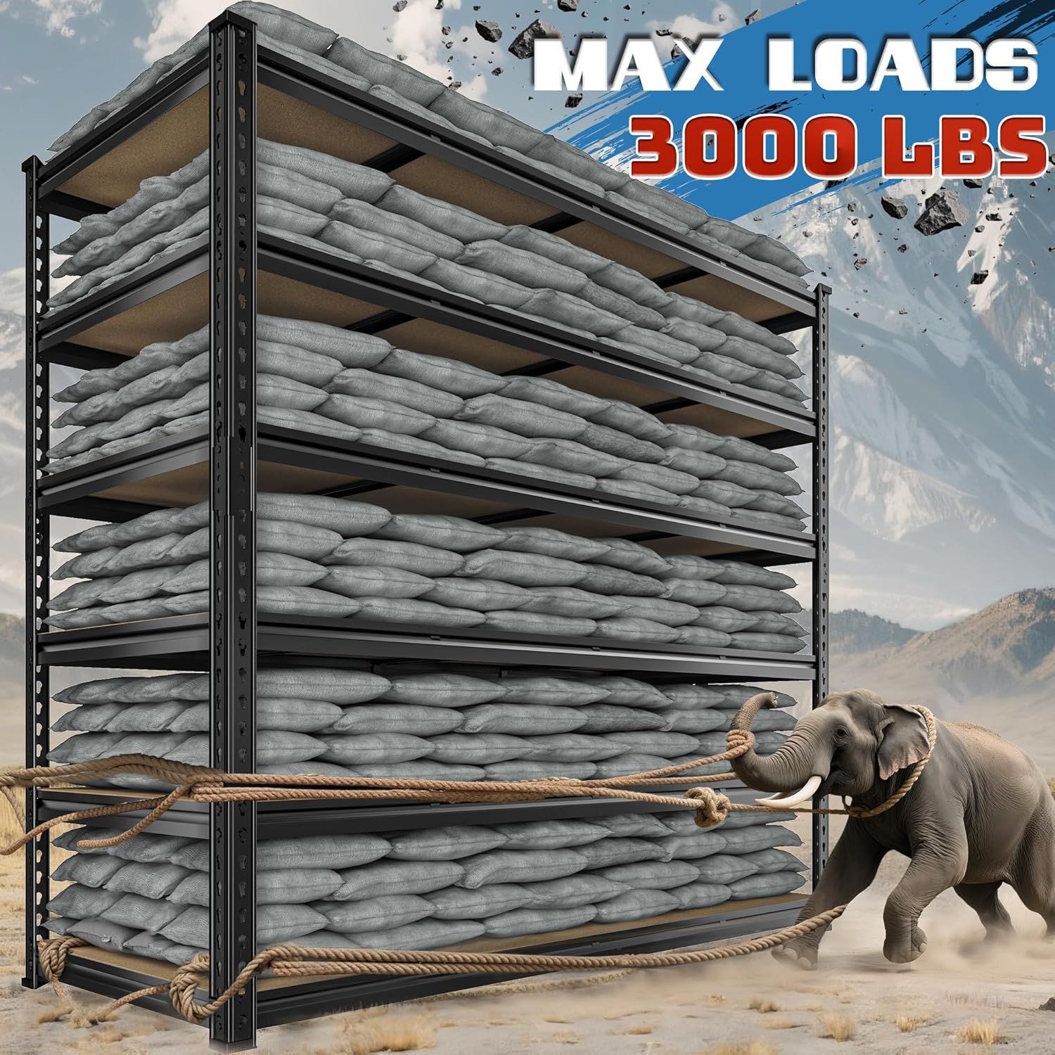 Heavy Duty Adjustable Metal Shelf Unit 838 H 598 W 3000LBS Storage Shelves