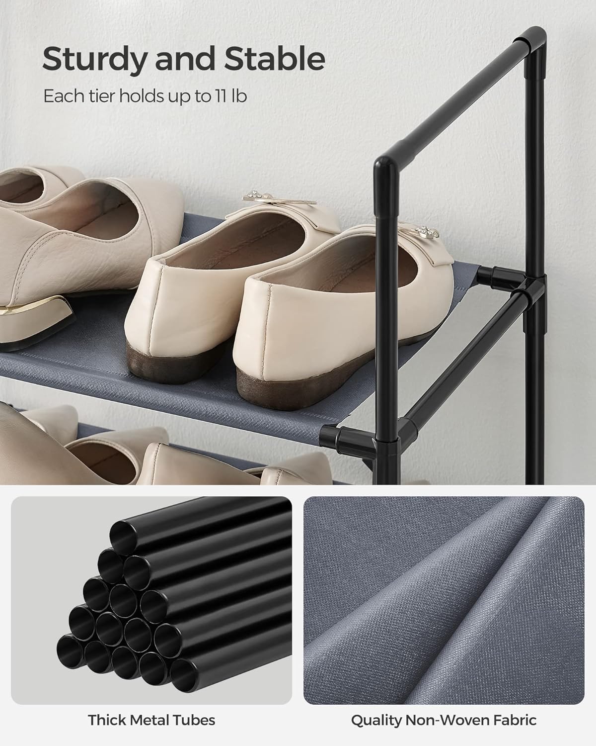 SONGMICS 10 Tier Free Standing Shoe Rack Organizer