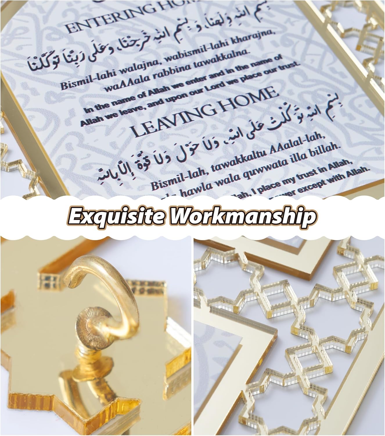 Islamic Wall Decor Key Holder with Golden Mihrap Design