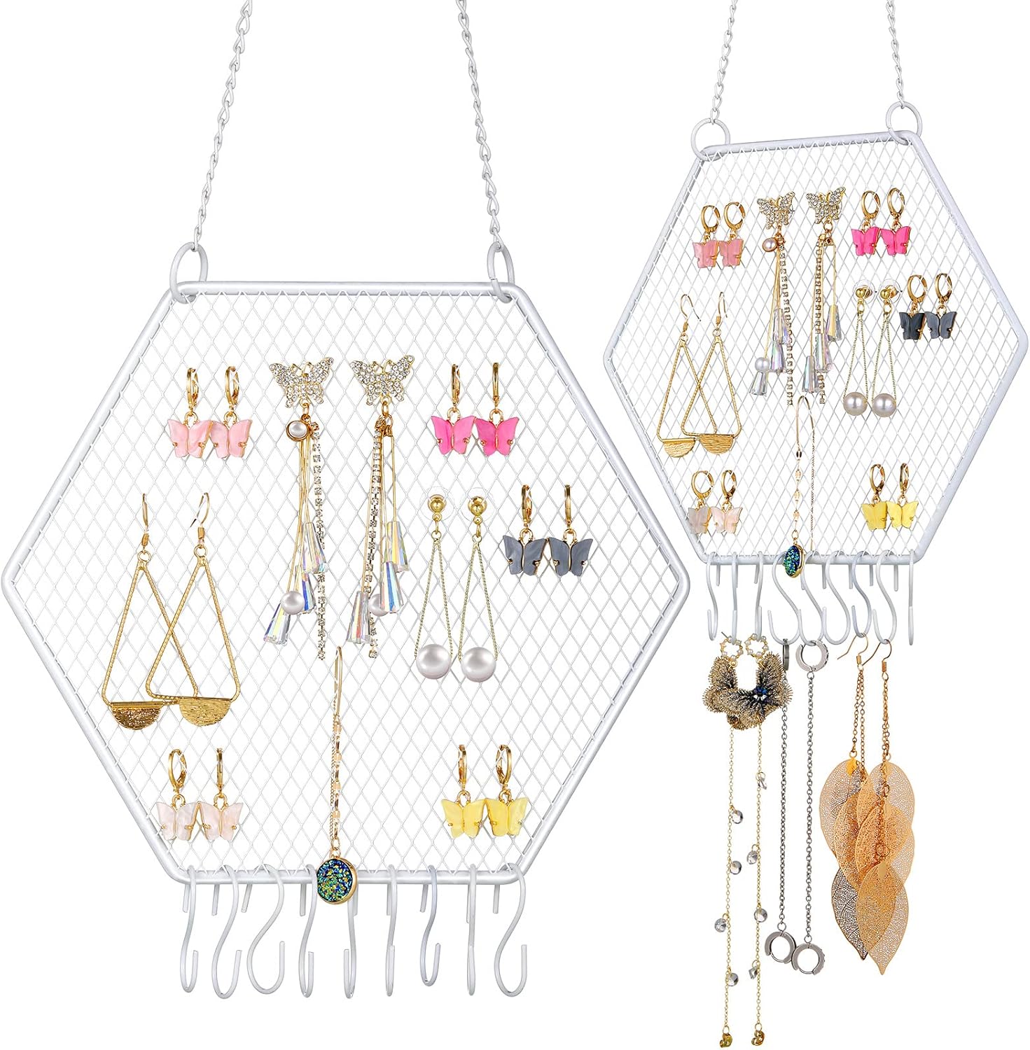 Jetec 2 Pcs Diamond Grid Earring Wall Holder